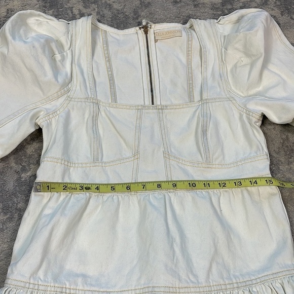 New Ulla Johnson Ames Denim Jean A Line Dress Whitewash Corset Style Sz 6 - Picture 7 of 15